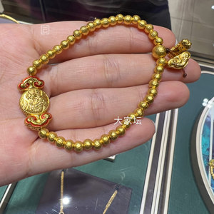 大家坛 禧凤珠串锤纹如意手串手链项链珐琅古法黄金 足金999