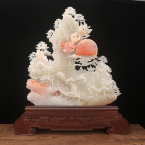 天然玉雕山水摆件手工精雕巧夺天工自然风光工艺家居玄关摆设送礼