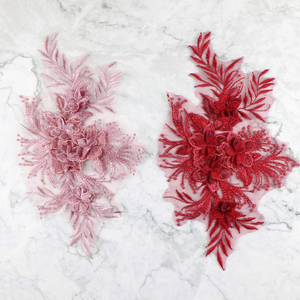 立体花朵刺绣欧根纱蕾丝花贴辅料服装婚纱晚礼服装饰diy绣花布贴