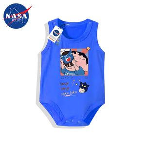 NASA蜡笔小新婴儿连体衣服夏季薄款吊带背心可口可乐宝宝包屁哈衣