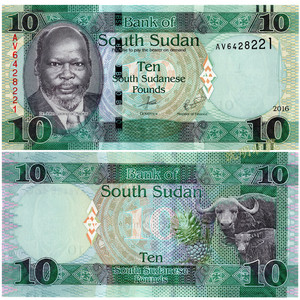 非洲-全新unc南苏丹纸币精美世界外国钱币收藏2016年10镑p-12单张
