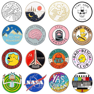 卡通圆形徽章可爱日系太阳 猫咪 鱼尾海浪 辛普森胸针 包装饰胸章