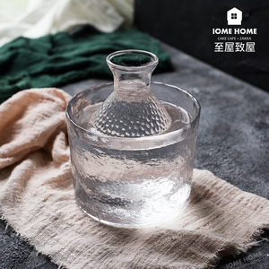 日式锤目纹透明玻璃壶杯子白酒清酒米酒壶冰酒器酒杯冰杯酒具家用