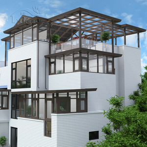 别墅全铝合金钢结构阳光房露台断桥铝门窗封阳台屋顶玻璃房定制