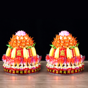 供佛糖塔聚福旺财源广进寺庙法会供品福建潮汕拜月娘拜佛莲花糖塔