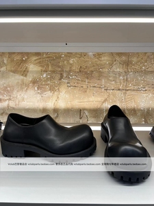 正品代购Balenciaga巴黎世家23早春新款黑色牛皮圆头厚底男款皮鞋