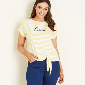 女装新款 欧洲单crossroads柔软字母打结下摆短袖t恤067 偏大b