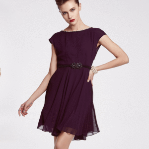 全新炎彩360度超级大裙摆深紫色百搭桑蚕丝真丝连衣裙，品牌货