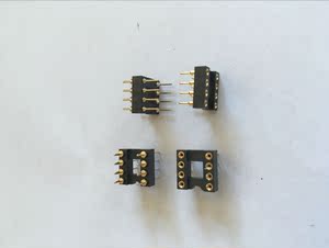 2.54间距针长11.96圆孔8P镀金脚IC座2.54MM双头针IC双尖PCB板对板