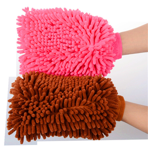 雪尼尔清洁手套 洗车家务多功能抹布手套 双面珊瑚绒擦车擦灰