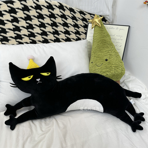 【傻虎玩偶】 猥琐猫 黑色猫咪抱枕靠垫圣诞节日礼物生日