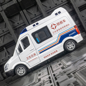 嘉业VB32463-1仿真大奔抗疫防疫救护车合金模型汽车摆件回力玩具