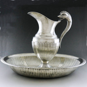 【西洋古董银器】20世纪俄罗斯art deco风格龙鱼造型酒壶套件