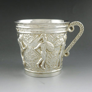 【西洋古董银器】20世纪初西班牙战争人物高浮雕纯银酒杯