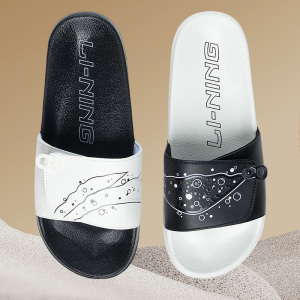 正品李宁男鞋22夏款lnslipper潮流鸳鸯运动休闲软弹拖鞋agas001-1