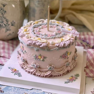 a生日蛋糕武汉同城配送网红创意动物复古小红书撞色手绘韩ins裱花