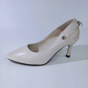 千佰莉牛皮单鞋女春夏秋细跟皮带可拆卸高跟工作尖头浅口时尚皮鞋