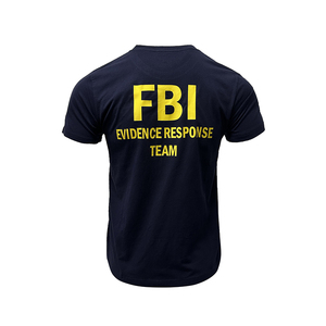 美式警迷FBI识别服滑板短袖T恤纯棉宽松大码圆领体恤青年半袖男潮