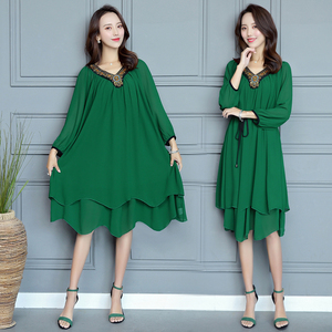 特大码加肥加大女装夏装300斤260胖mm大肚婆遮肚子连衣裙240减龄