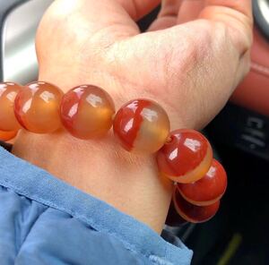 精品收藏逊克红玛瑙手链手串江料北红纯天然原色无烧正品礼物16mm