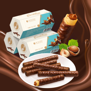 金帝珍爱榛仁巧克力棒156g盒装夹心牛奶威化蛋卷饼干休闲网红零食