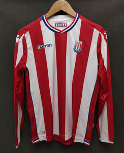 英冠斯托克城队macron主场长袖球衣足球服天空之城陶工队服