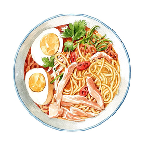 国外lerin小清新水彩食物插画水彩东南亚美食插画手绘临摹素材图