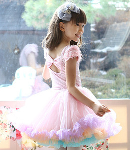 韩国进口正品儿童女孩舞蹈服蓬蓬半身裙公主练功服粉色芭蕾舞短裙