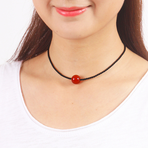 简约玛瑙锁骨链路路通转运珠水晶珠珠项链女夏天脖子装饰品百搭款