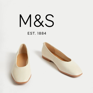 MS马莎英国代购平底奶奶鞋简约浅口女鞋复古气质单鞋芭蕾舞鞋