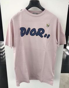 dior/迪奥/女士成衣/法国代购/到店实拍/男女同款粉色logo短袖t恤
