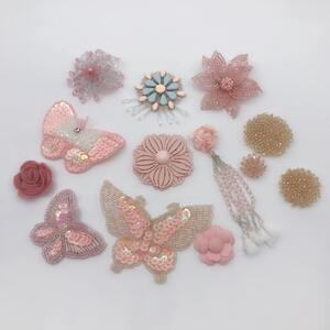 diy胸花头饰耳饰服装辅料重工钉珠水钻立体串珠花朵 库存组34