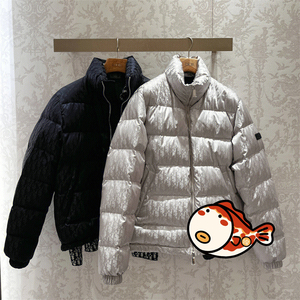 dior/迪奥 2022秋冬新款老花字母满印暗纹立领保暖羽绒服外套男女