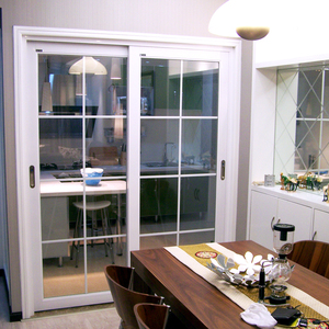 钛合金双推拉玻璃门白色移门隔断厨房阳台门