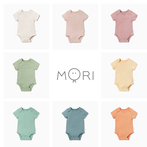 现货新款英国Baby Mori夏季短袖有机竹棉超薄包屁衣连体衣
