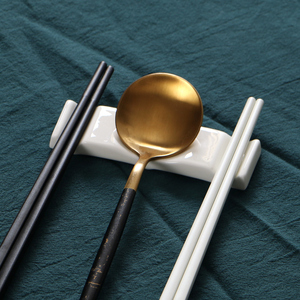 骨瓷公筷筷架金边陶瓷筷托公筷公勺架两用筷子架放两双筷子可定制