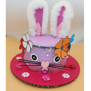 纸箱板手工 变废为宝环保幼儿园小制作复活节帽子成品 走秀装饰帽