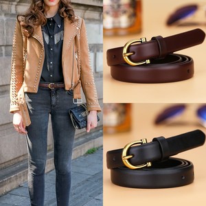 皮带女休闲针扣头层牛皮皮带女牛仔裤腰带61万宝龙官方旗舰店官网