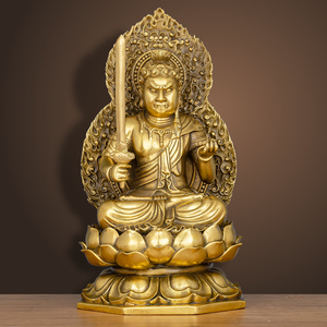 福佑林 纯铜不动尊菩萨不动明王佛像属鸡本命佛家居佛堂供奉摆件