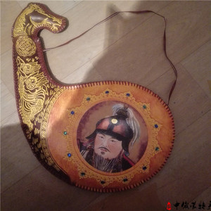蒙古族皮囊酒壶马奶酒皮囊水袋皮壶手工缝制演出道具特色装饰品