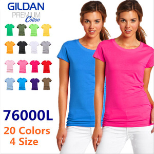 GILDAN吉尔丹76000L纯棉纯色空白圆领短袖T恤女打底衫广告衫印字