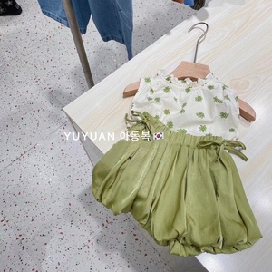 芋圆studio 韩国精品童装 2022夏款儿童韩版 碎花吊带花苞裤