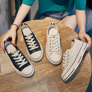 头层牛皮小白鞋帆布鞋女2021年春夏新款ulzzang百搭两穿休闲学生