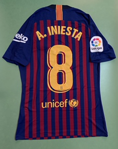 巴萨 巴塞罗那 18-19 1819更衣室球员版 主场短袖球衣 伊涅斯塔