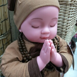 仿真小和尚男娃娃新款合手念经书童音乐毛绒玩具可爱光头玩偶佛歌