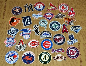 MLB美国棒球现货 30支球队全套标志防水贴纸 不干胶粘贴桌贴包贴