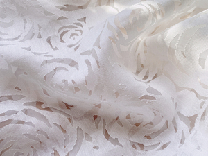 LBG16 意大利进口欧美风布料Diy手工面料 白色印大玫瑰花网纱布料