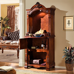 实木佛龛立柜 观音神像佛龛 神台佛柜 白色财神柜供桌 美式佛立柜