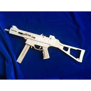 连发木制手工反吹全自动皮筋枪儿童手创拼装玩具枪 和平精英ump9