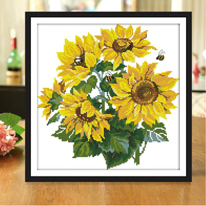 向日葵十字绣向日葵系列卧室小型太阳花简单新手线绣花朵正方形图